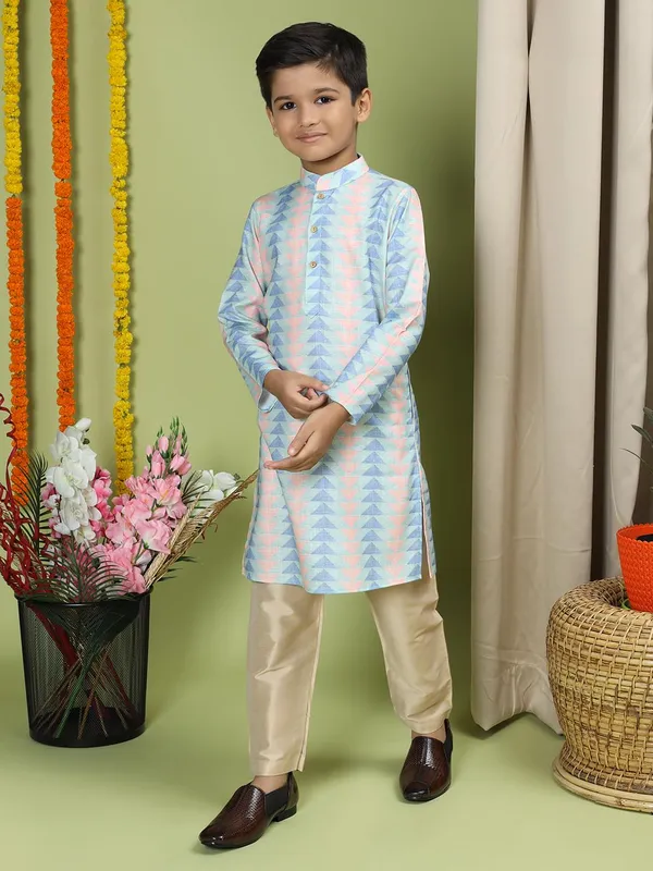Green_Cotton_Full_Sleeve_Regular_Fit_Printed_Green_Kurta_For_Boy