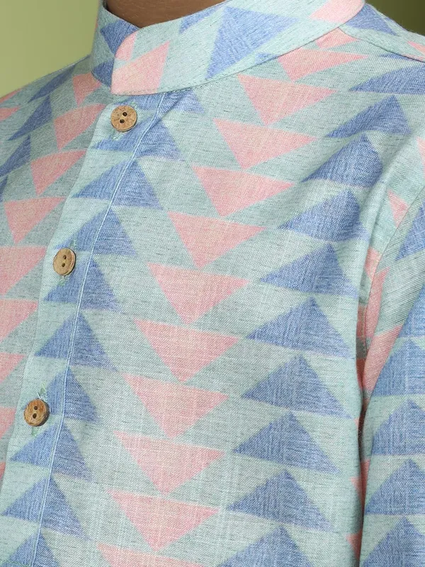 Green_Cotton_Full_Sleeve_Regular_Fit_Printed_Green_Kurta_For_Boy