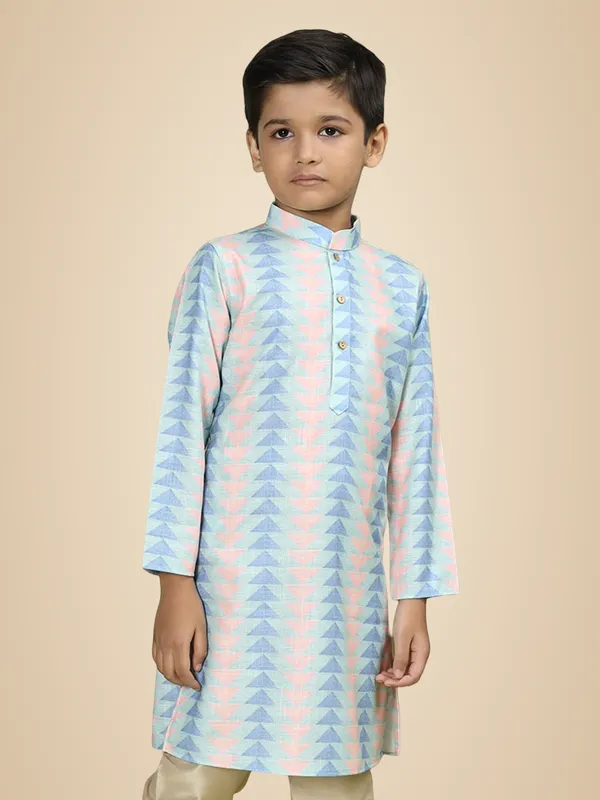 Green_Cotton_Full_Sleeve_Regular_Fit_Printed_Green_Kurta_For_Boy