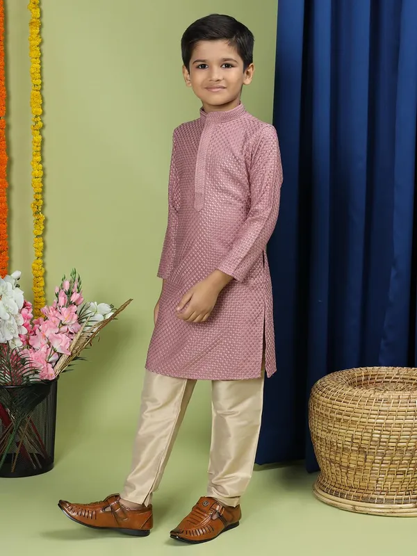 Purple_Cotton_Full_Sleeve_Regular_Fit_Chikankari_Embroidery_Kurta_For_Kids