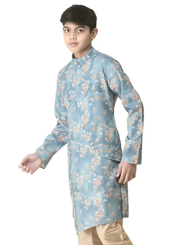Grey_Cotton_Full_Sleeve_Regular_Printed_Kurta_For_Kids