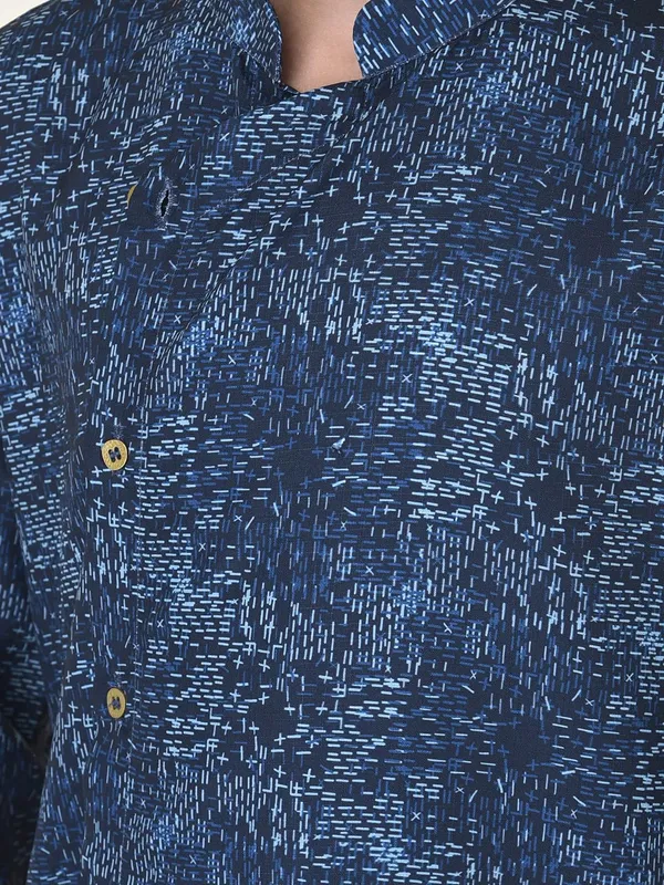 Blue_Cotton_Full_Sleeve_Regular_Fit_Printed_Kurta_Churidar_For_Kids