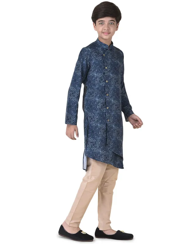 Blue_Cotton_Full_Sleeve_Regular_Fit_Printed_Kurta_Churidar_For_Kids