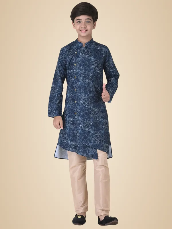 Blue_Cotton_Full_Sleeve_Regular_Fit_Printed_Kurta_Churidar_For_Kids