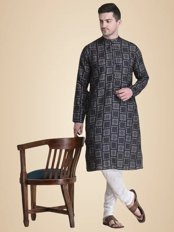 Black_Cotton_Black_Full_Sleeve_Regular_Fit_Printed_Kurta_Set_For_Men