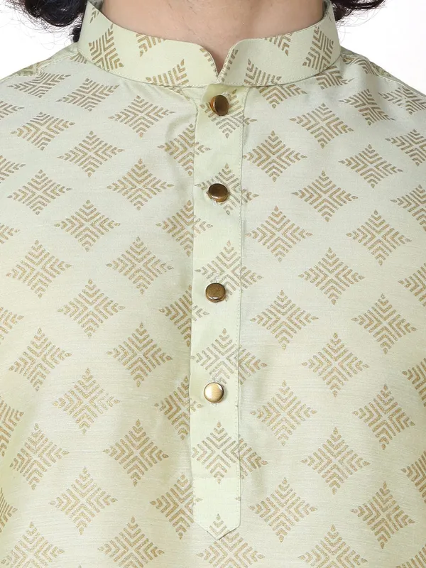 Green_Cotton_Full_Sleeve_Regular_Fit_Printed_Kurta_For_Men