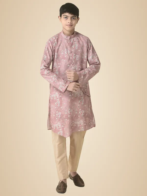 Pink_Cotton_Full_Sleeve_Regular_Printed_Kurta_For_Kids