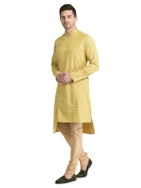 Yellow_Cotton_Full_Sleeve_Regular_Fit_Printed_Kurta_For_Men