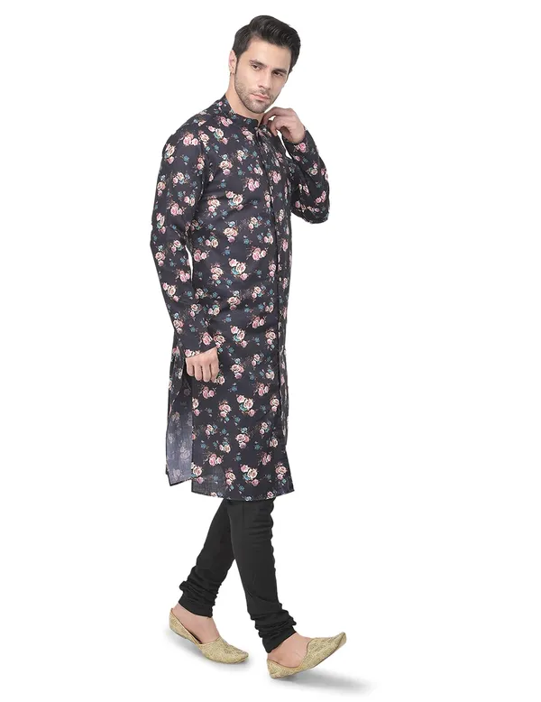 Black_Cotton_Black_Full_Sleeve_Regular_Printed_Kurta_For_Men