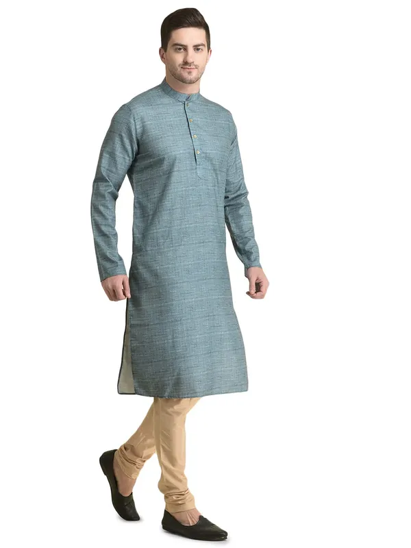 Blue_Cotton_Full_Sleeve_Regular_Fit_Printed_Kurta_For_Men