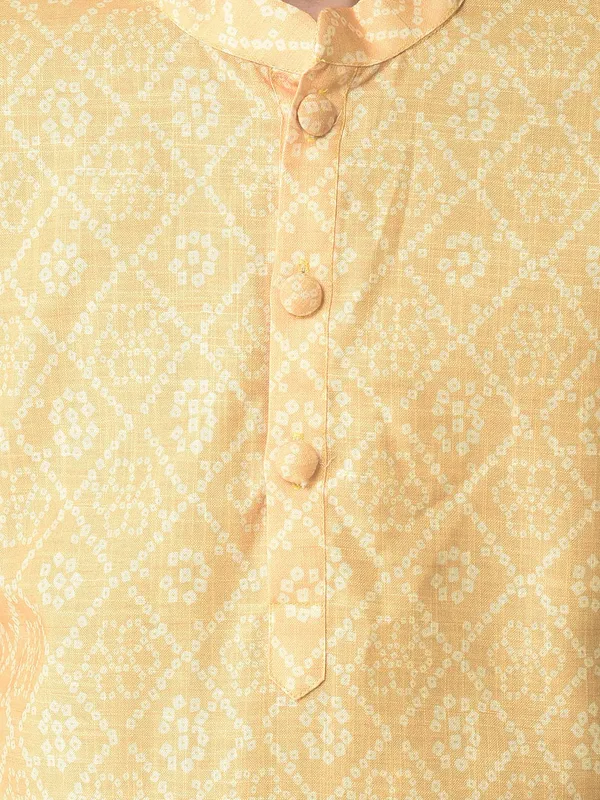 Yellow_Cotton_Full_Sleeve_Regular_Printed_Kurta_Set_For_Kids