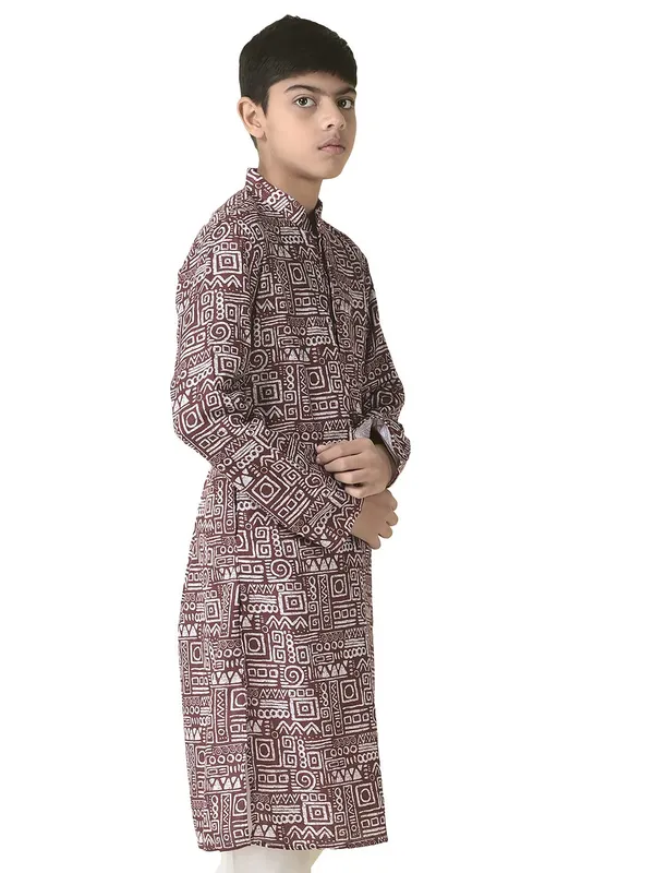 Maroon_Cotton_Full_Sleeve_Regular_Printed_Kurta_For_Kids