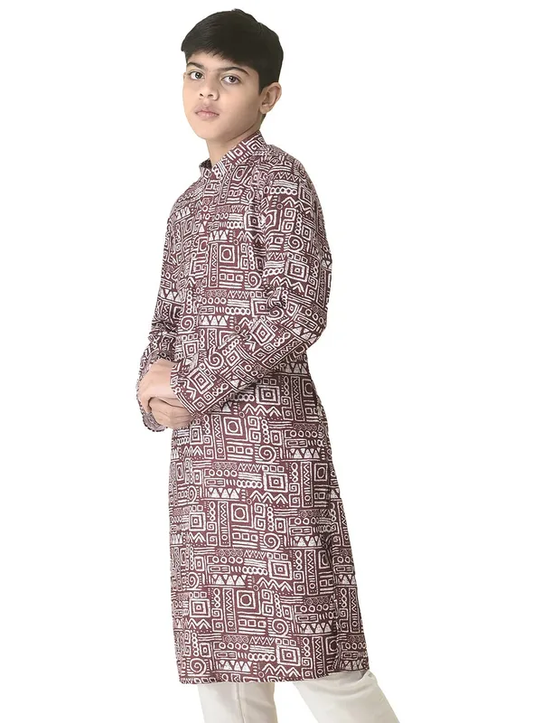 Maroon_Cotton_Full_Sleeve_Regular_Printed_Kurta_For_Kids