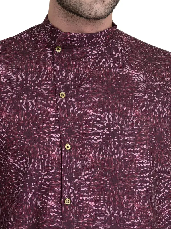 Purple_Cotton_Green_Full_Sleeve_Regular_Fit_Printed_Kurta_For_Men