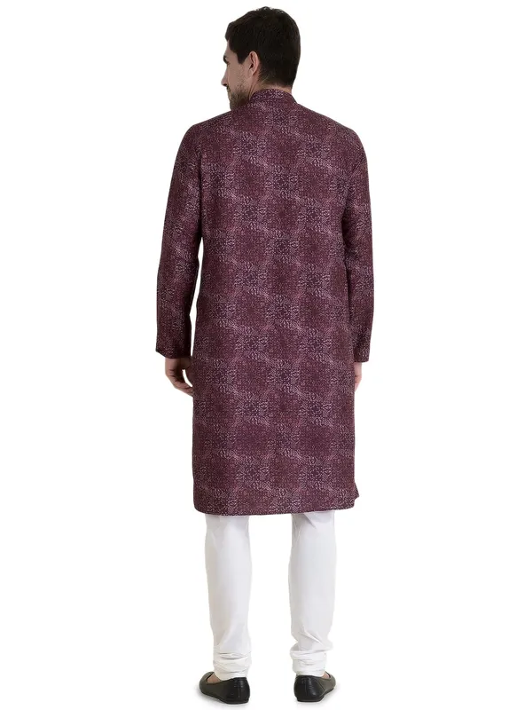 Purple_Cotton_Green_Full_Sleeve_Regular_Fit_Printed_Kurta_For_Men