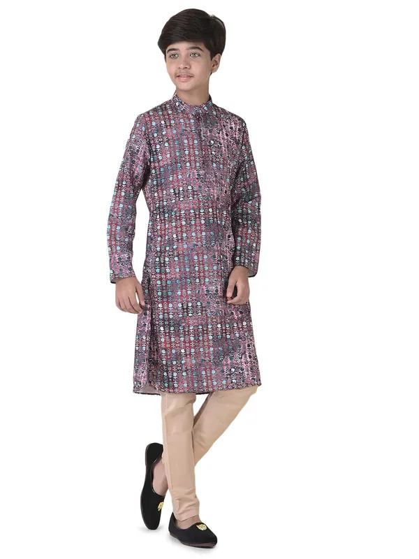 Maroon_Cotton_Full_Sleeve_Regular_Printed_Kurta_For_Kids