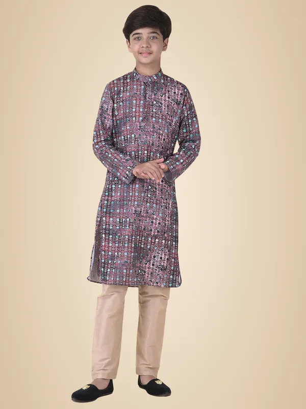 Maroon_Cotton_Full_Sleeve_Regular_Printed_Kurta_For_Kids