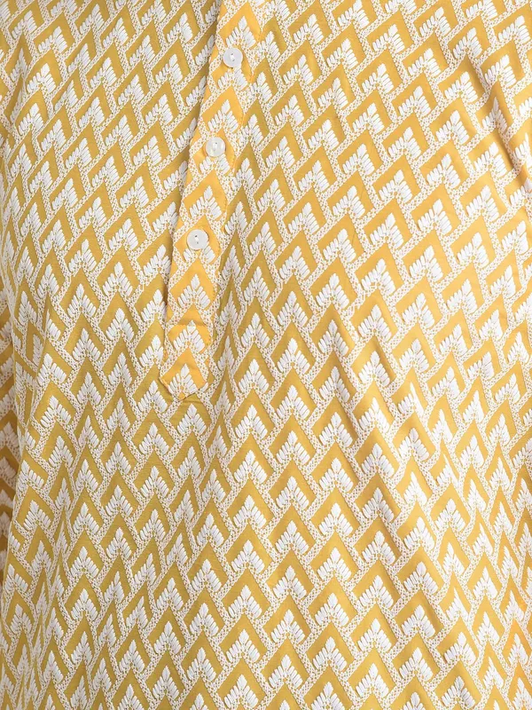 Yellow_Cotton_Full_Sleeve_Regular_Fit_Chikankari_Embroidery_Kurta_Set_For_Men