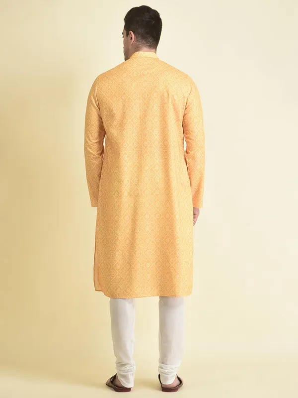 Yellow_Cotton_Yellow_Full_Sleeve_Regular_Fit_Printed_Kurta_Set_For_Men