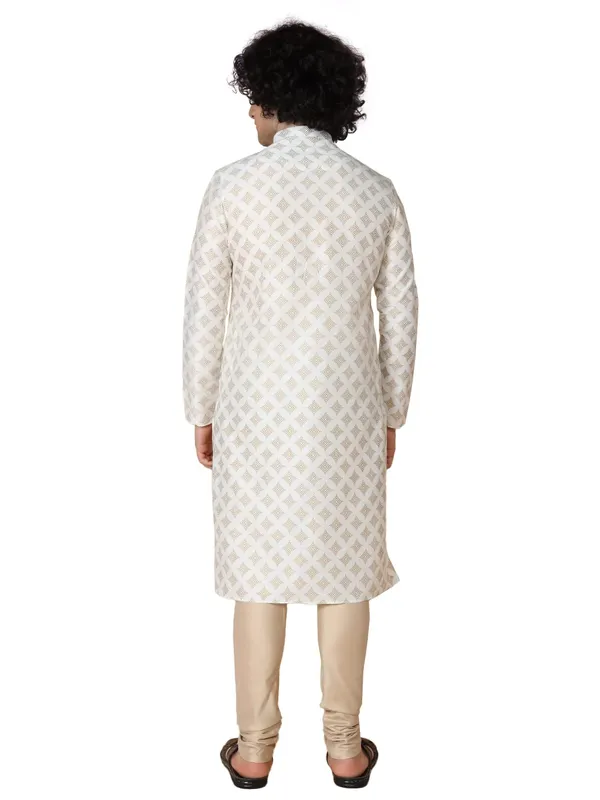 White_Cotton_Full_Sleeve_Regular_Fit_Printed_Kurta_For_Men