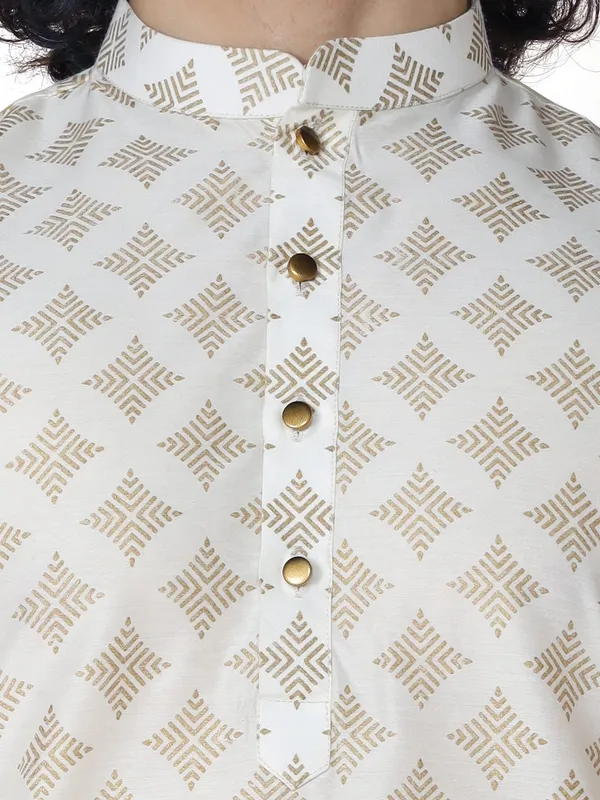White_Cotton_Full_Sleeve_Regular_Fit_Printed_Kurta_For_Men