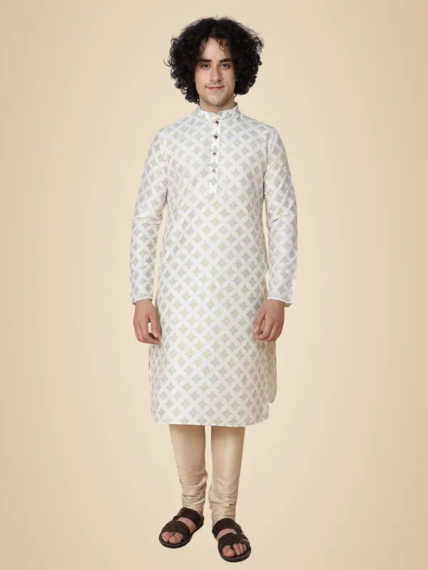 White_Cotton_Full_Sleeve_Regular_Fit_Printed_Kurta_For_Men