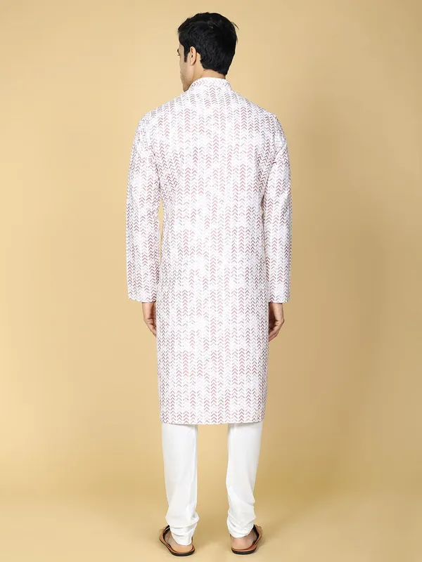 Red_Cotton_Full_Sleeves_Regular_Printed_Kurta_Set_For_Men