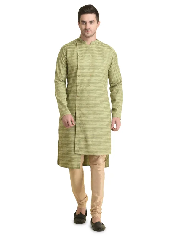 Green_Cotton_Full_Sleeve_Regular_Fit_Printed_Kurta_For_Men
