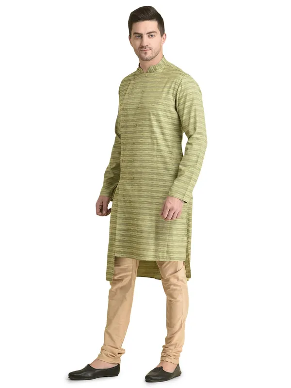 Green_Cotton_Full_Sleeve_Regular_Fit_Printed_Kurta_For_Men