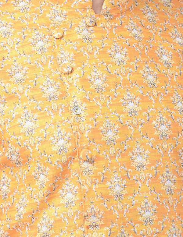 Yellow_Cotton_Yellow_Full_Sleeve_Regular_Printed_Kurta_For_Men
