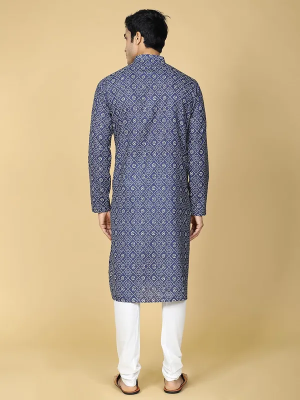 Blue_Cotton_Full_Sleeve_Regular_Fit_Printed_Kurta_For_Men