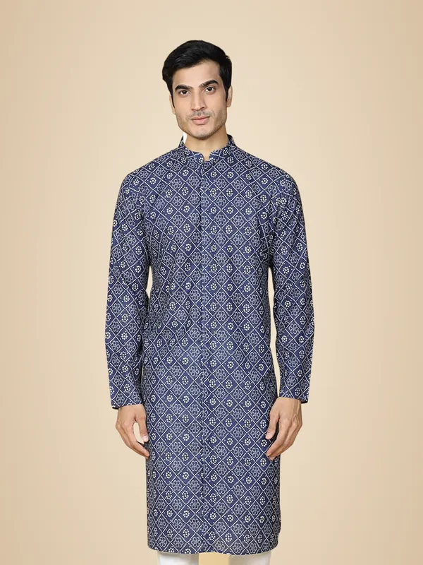 Blue_Cotton_Full_Sleeve_Regular_Fit_Printed_Kurta_For_Men