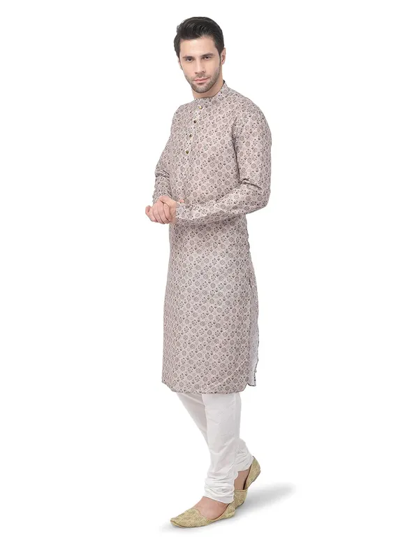 Beige_Cotton_Beige_Full_Sleeve_Regular_Printed_Kurta_For_Men