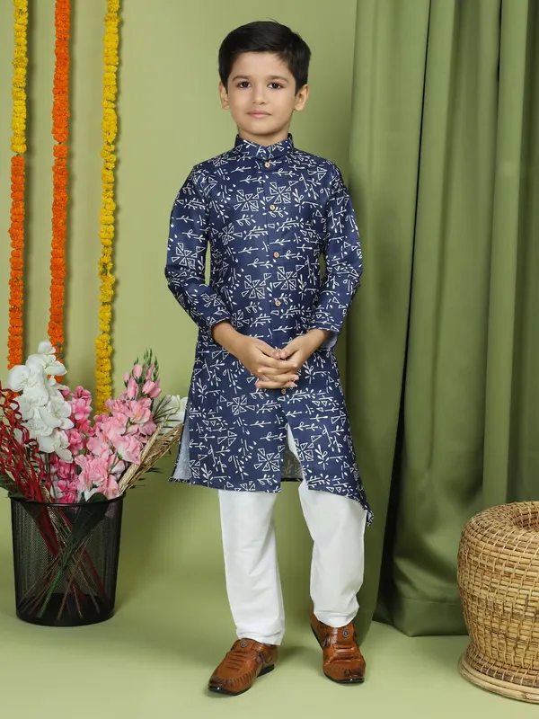 Blue_Cotton_Full_Sleeve_Regular_Fit_Printed_Blue_Kurta_For_Boy