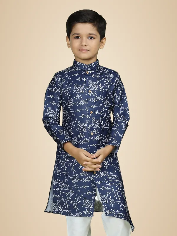 Blue_Cotton_Full_Sleeve_Regular_Fit_Printed_Blue_Kurta_For_Boy