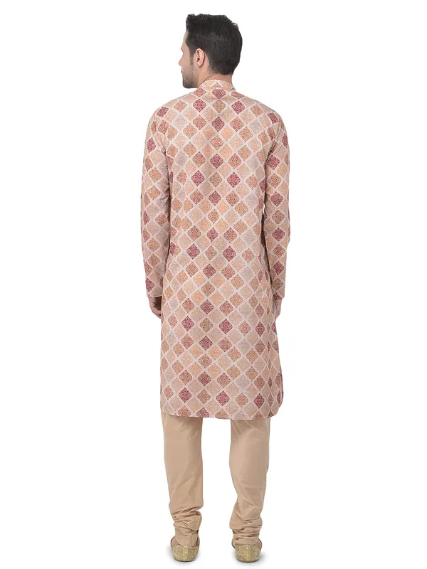 Beige_Cotton_Beige_Full_Sleeve_Regular_Printed_Kurta_For_Men