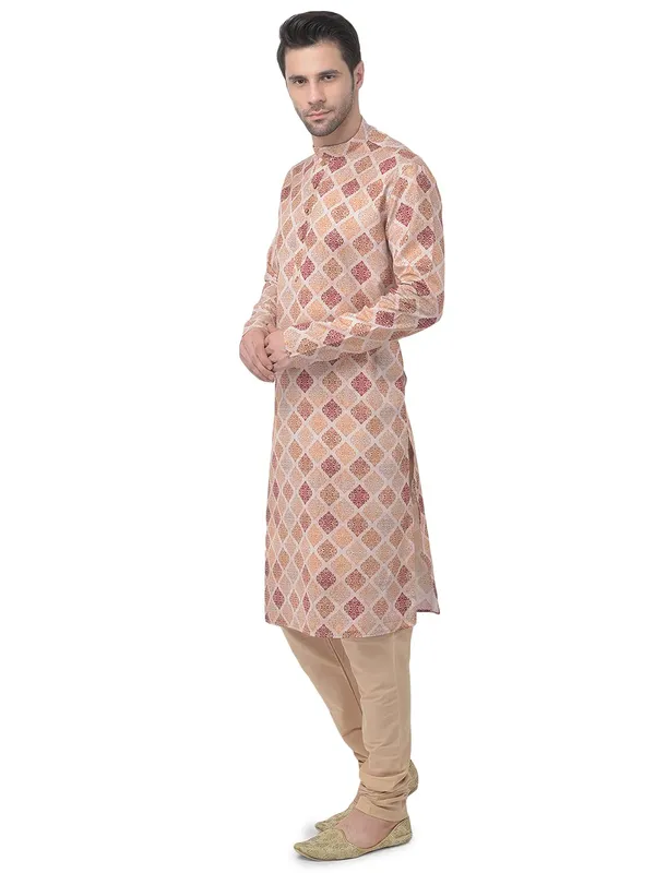 Beige_Cotton_Beige_Full_Sleeve_Regular_Printed_Kurta_For_Men
