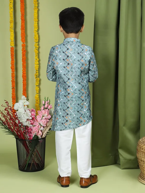 Green_Cotton_Full_Sleeve_Regular_Fit_Printed_Green_Kurta_For_Boy