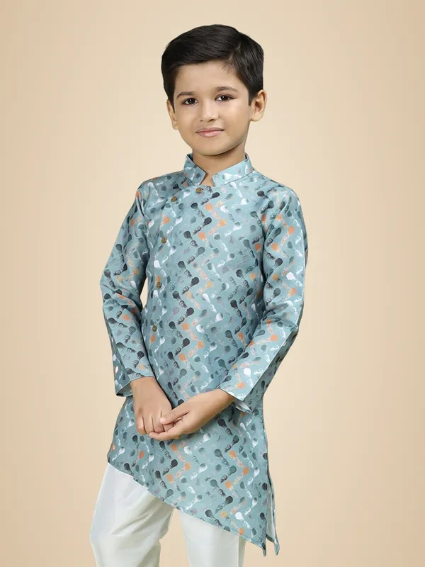 Green_Cotton_Full_Sleeve_Regular_Fit_Printed_Green_Kurta_For_Boy