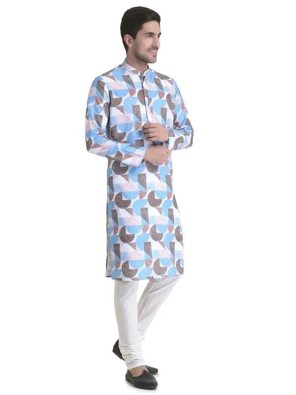 Blue_Cotton_Blue_Full_Sleeve_Regular_Fit_Printed_Kurta_For_Men