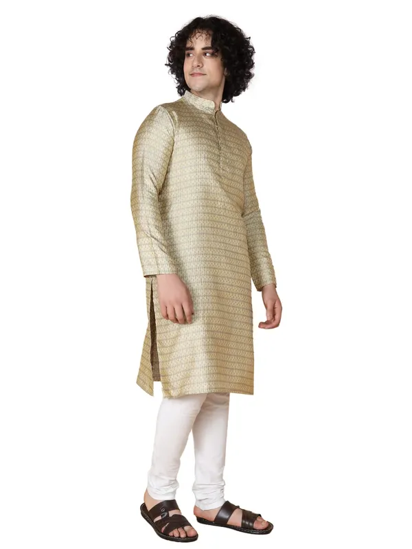 Grey_Jacquard_Full_Sleeve_Regular_Fit_Jacquard_Kurta_For_Men