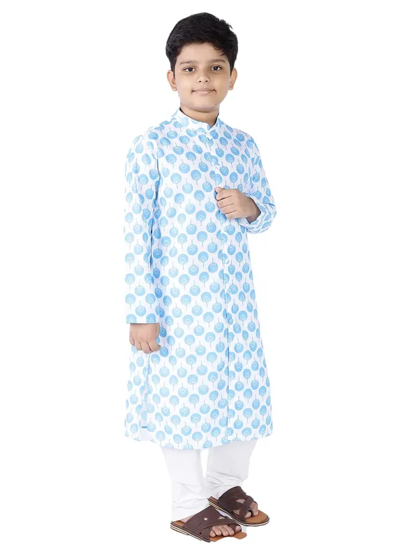 Blue_Cotton_Full_Sleeve_Regular_Fit_Printed_Kurta_Churidar_For_Kids
