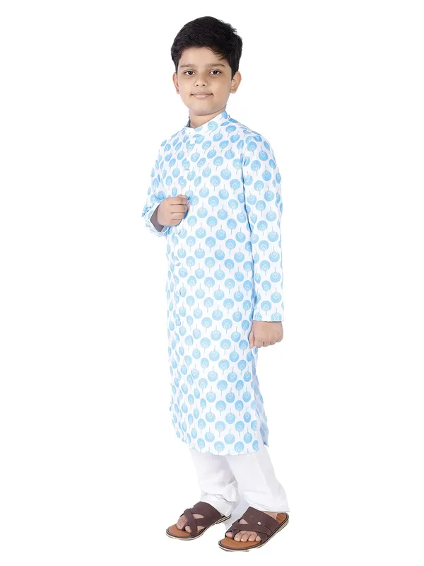 Blue_Cotton_Full_Sleeve_Regular_Fit_Printed_Kurta_Churidar_For_Kids