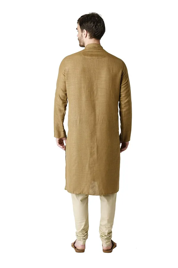 Mustard_Cotton_Full_Sleeve_Regular_Plain_Kurta_For_Men