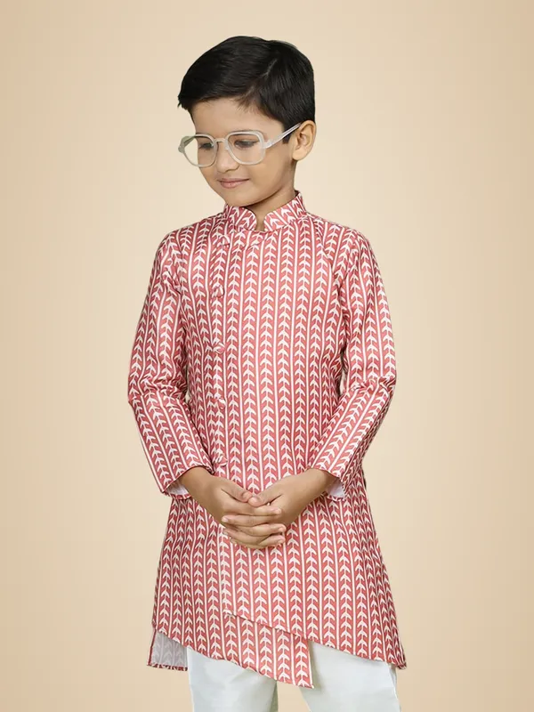Red_Cotton_Full_Sleeve_Regular_Fit_Printed_Red_Kurta_For_Boy