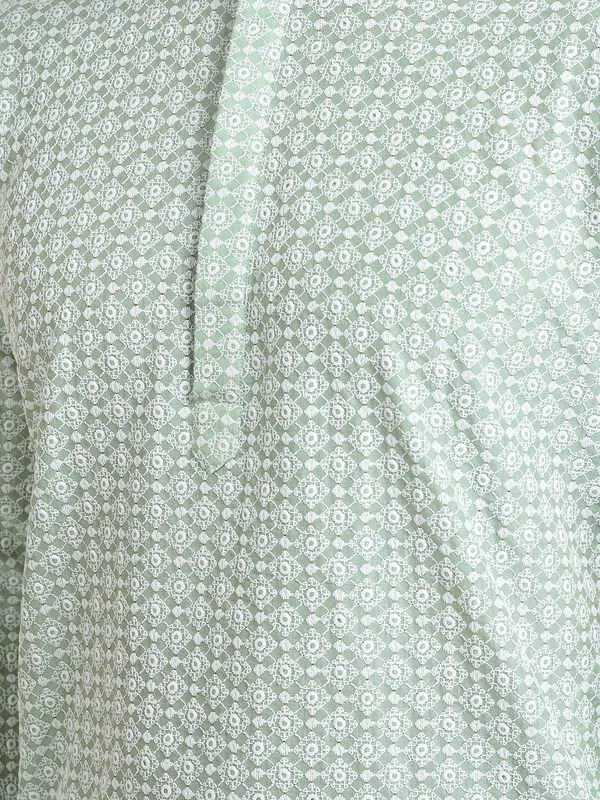 Green_Cotton_Full_Sleeve_Regular_Fit_Chikankari_Embroidery_Kurta_Set_For_Men