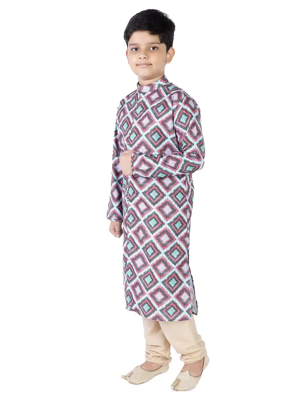 Green_Cotton_Full_Sleeve_Regular_Fit_Printed_Kurta_Churidar_For_Kids