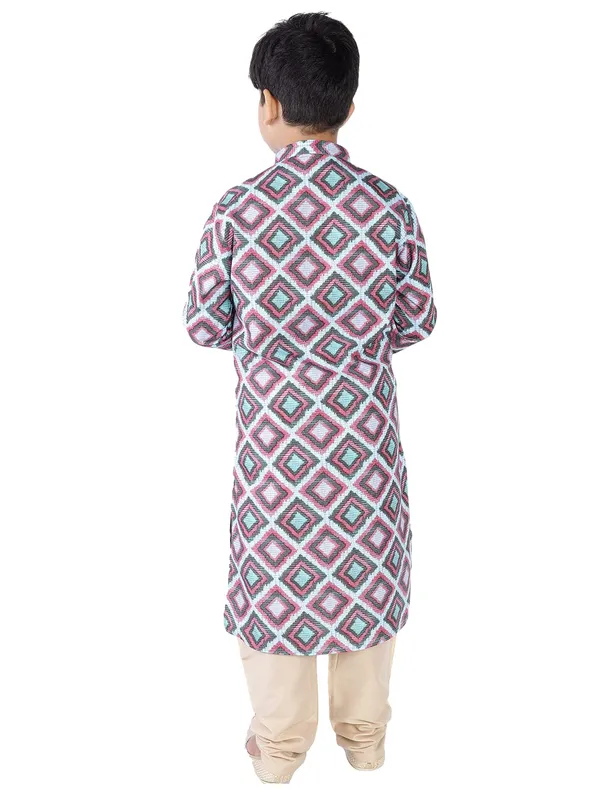 Green_Cotton_Full_Sleeve_Regular_Fit_Printed_Kurta_Churidar_For_Kids