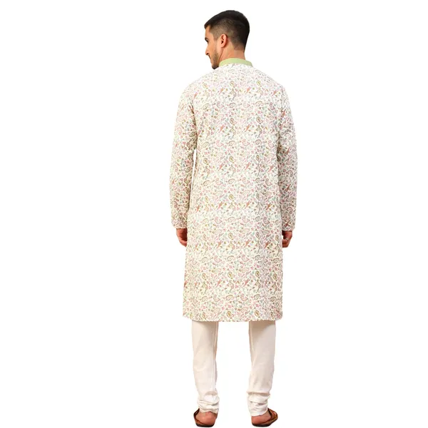 Beige_Cream_Cotton_Full_Sleeve_Regular_Fit_Printed_Kurta_For_Men