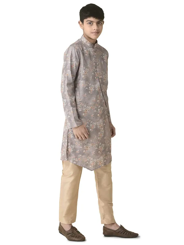 Blue_Cotton_Full_Sleeve_Regular_Printed_Kurta_Set_For_Kids